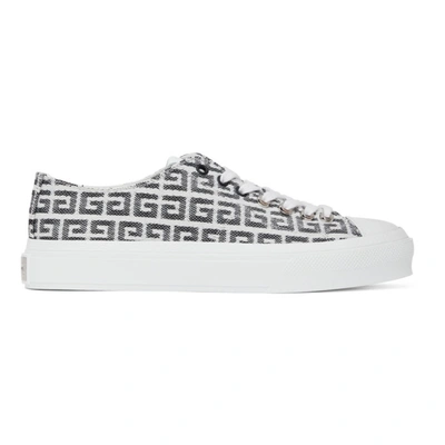 Givenchy Black & White 4g Jacquard City Sneakers In Grey