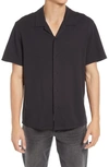 Rag & Bone Avery Knit Short Sleeve Button-up Camp Shirt In Black