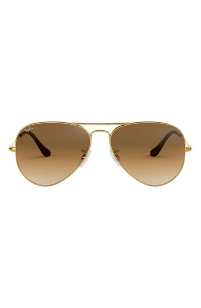 Ray Ban Original 62mm Aviator Sunglasses In Gold/ Brown Gradient