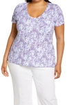 Caslonr Caslon Rounded V-neck Tee In Blue- White Swirl Print