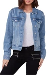 Paige Rowan Denim Trucker Jacket In Razz Distressed