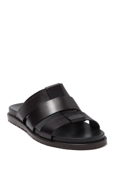 Bruno Magli Men's Empoli Three-strap Leather Slide Sandals In Black Leather