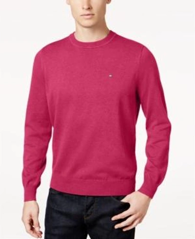 Tommy Hilfiger Signature Solid Crew-neck Sweater, Created For Macy's In Barberry