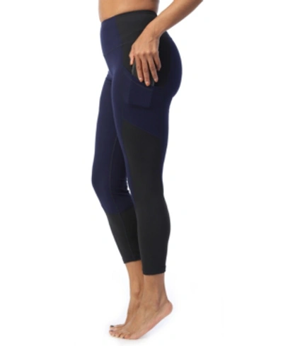 American Fitness Couture High Waist 7/8 Length Pocket Compression Leggings In Navy
