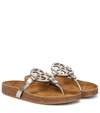 Tory Burch Miller Cloud Metallic Medallion Thong Sandals In Spark Gold/natural