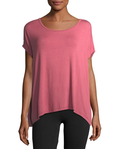 Beyond Yoga Back Out Strappy Short-sleeve Tee In Pink
