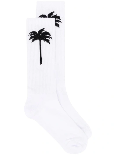Palm Angels Men's White Cotton Socks