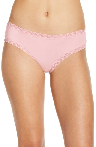 Natori Bliss Girl Comfortable Brief Panty Underwear With Lace Trim In Golden Rose