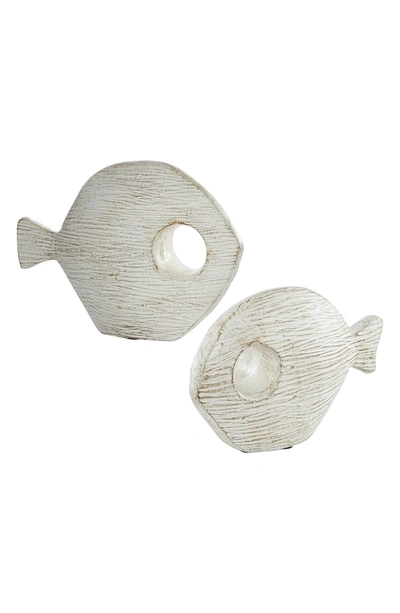 Willow Row White Ceramic Coastal Fish Sculpture