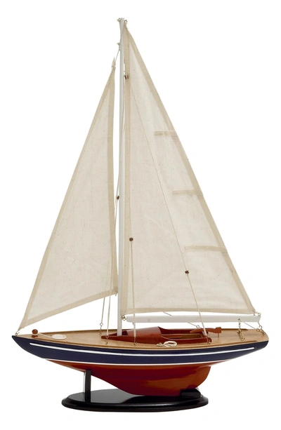 Willow Row Dark Brown Wood Coastal Sailboat Sculpture