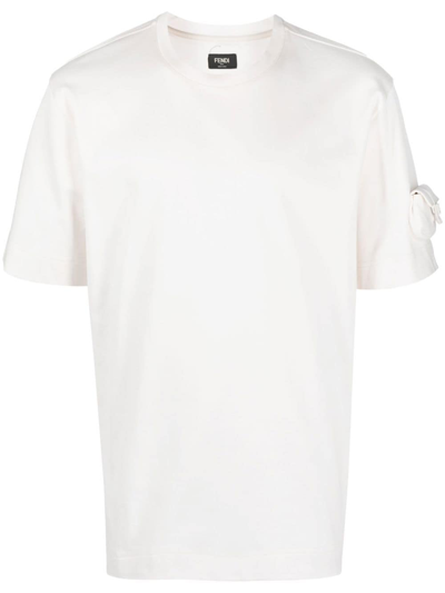 Fendi Ff Monogrammed Chenille T-shirt In Cream