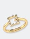 Luvmyjewelry On The Block Square Diamond Ring In Sterling Silver In 14k Yellow Gold Vermeil On Sterl