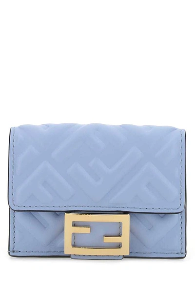 Fendi Baguette Micro Trifold Wallet In Blue