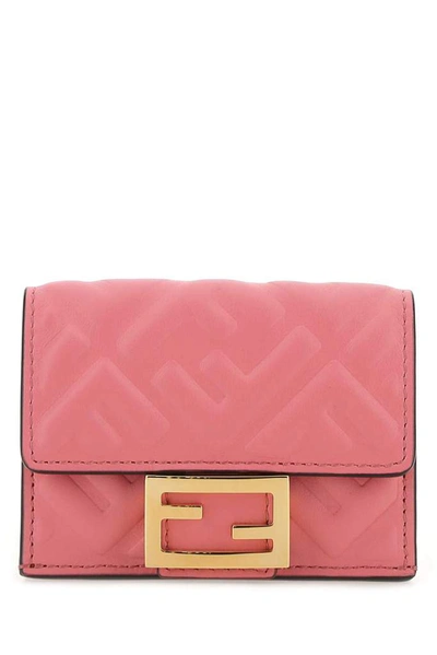 Fendi Baguette Micro Trifold Wallet In Pink