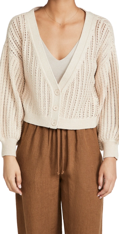 Alice And Olivia Winsor Cropped Cotton And Wool-blend Cardigan In Sand