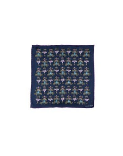 Versace Square Scarves In Dark Blue