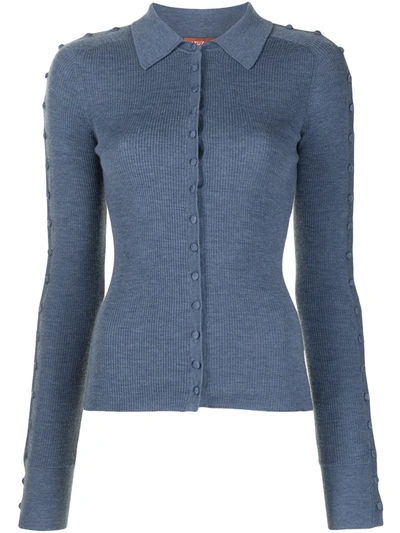 Altuzarra Hill Button-detailed Ribbed Wool-blend Shirt In Blau