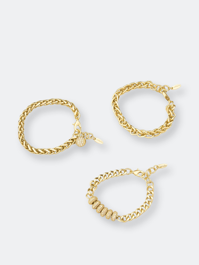 Ettika Gold-plated Chain Stacking Bracelet Set Of 3