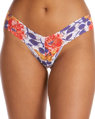 Hanky Panky Low-rise Printed Lace Thong In Sunrise Blossom