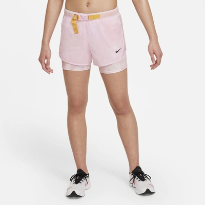 Nike Tempo Big Kids' (girls') Tie-dye Running Shorts In Pink