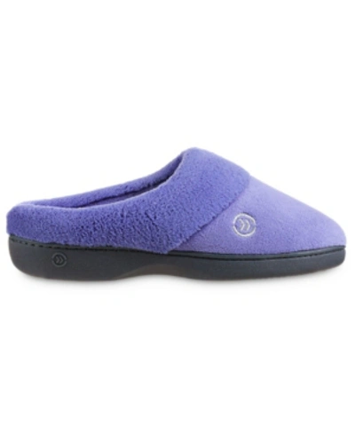 Isotoner Signature Women's Micro Terry Sport Hoodback Slippers In Deep Periwinkle