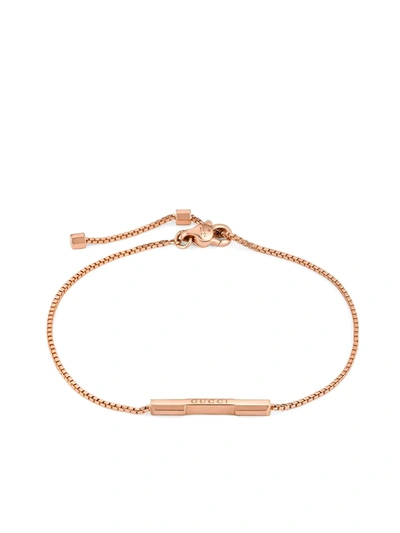 Gucci 18kt Rose Gold Link To Love Logo Bar Bracelet