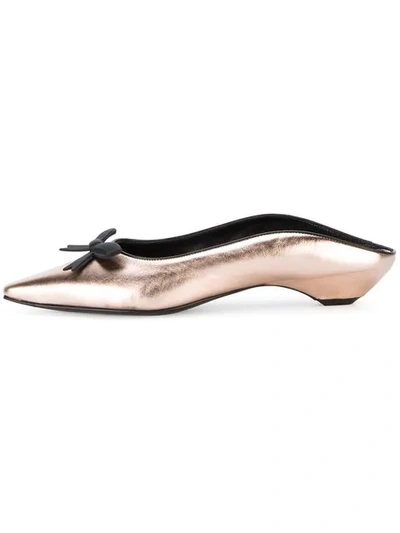 Fabrizio Viti Take A Bow Backless Leather Flats In Silver