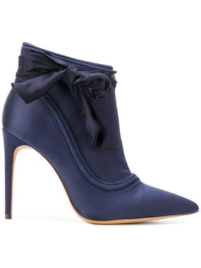 Alexandre Birman Pointed Bow Boots - Blue