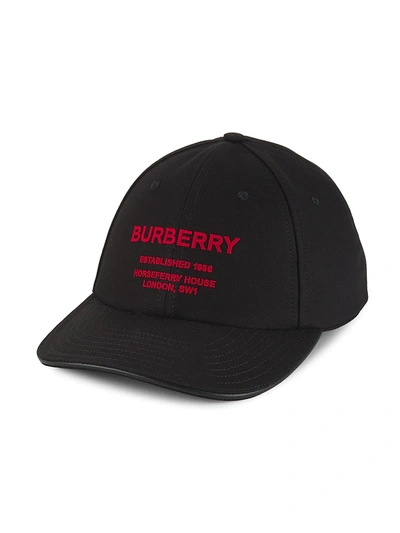 Burberry Classic Embroidered Logo Baseball Cap Black And Red