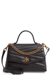 Tory Burch Kira Chevron Quilted Leather Top Handle Satchel In Black