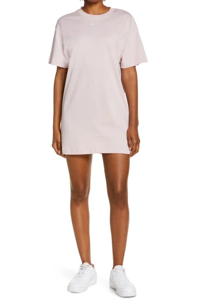 Nike Sportswear Essential T-shirt Dress In Champagne/ White