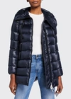 Moncler Suyen Down Quilted Nylon Hooded Parka In Dark Blue