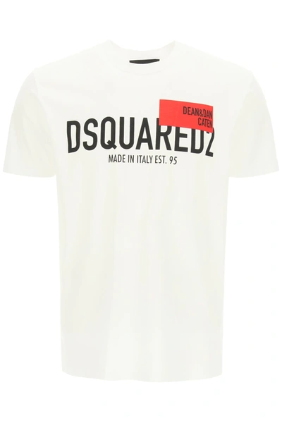 Dsquared2 Red Tag Logo T-shirt In White,black,red