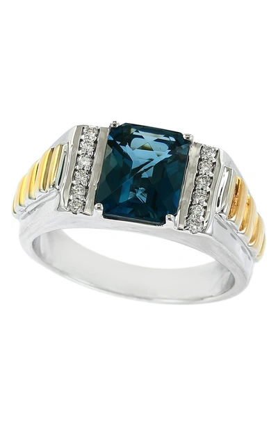 Effy Two-tone Diamond & London Blue Topaz Ring