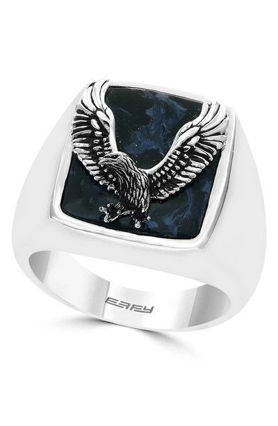 Effy Sterling Silver Pietersite Eagle Signet Ring In Blue