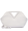 Bottega Veneta Point Small Leather Shoulder Bag In Chalk-silver