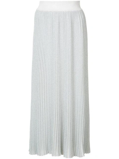 Adam Lippes Lurex Ribbed Knit Skirt In White
