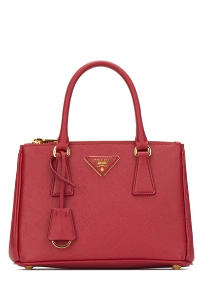 Prada Mini Galleria Logo Tote Bag In Red