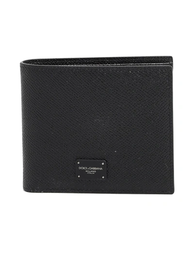 Dolce & Gabbana Black Tumbled Leather Bifold Dauphine Wallet