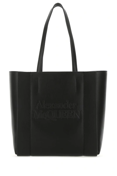 Alexander Mcqueen Logo Embossed Tote Bag In Black