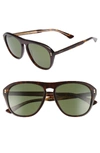 Gucci 54mm Flip-up Aviator Sunglasses - Black In Havana/ Green