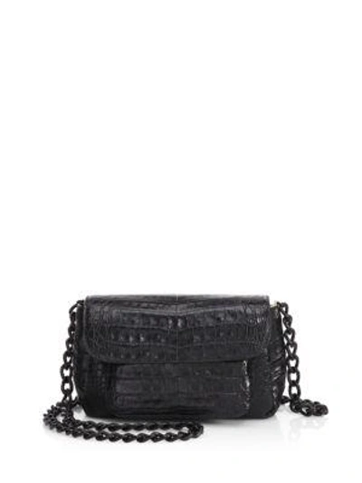 Nancy Gonzalez Mini Accordion Crocodile Crossbody Bag In Black