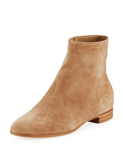 Gianvito Rossi Flat Suede Ankle Boot In Neutral