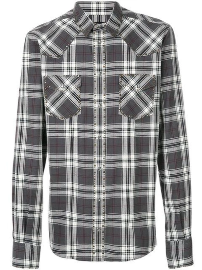 Dolce & Gabbana Checked Studded Shirt In White