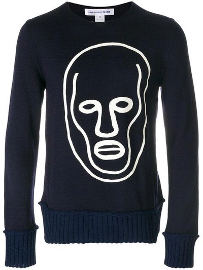 Comme Des Garçons Shirt Comme Des Gar?ons Shirt Face Print Sweatshirt In Blue