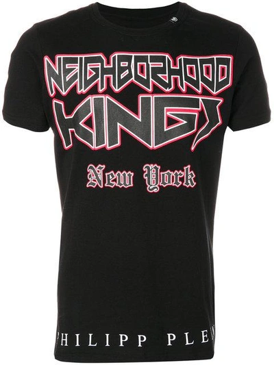 Philipp Plein T-shirt Round Neck Ss "new York Stones" In Black