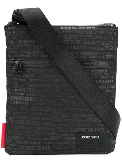 Diesel Logo-print Shoulder Bag In Black