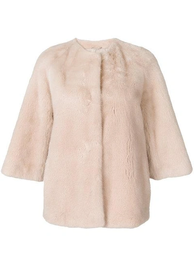 Yves Salomon Short Fur Jacket In Pink