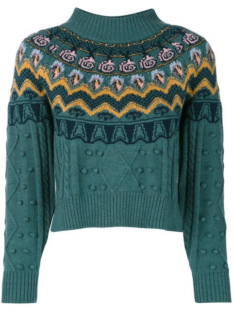 Temperley London Cable Knit Jacquard Sweater | ModeSens