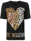 Love Moschino Leopard Heart Graphic Print T-shirt In Black